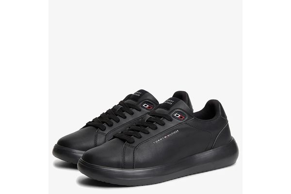Ανδρικά Δερμάτινα Sneakers Μαύρα Tommy Hilfiger FM0FM06000-0GJ