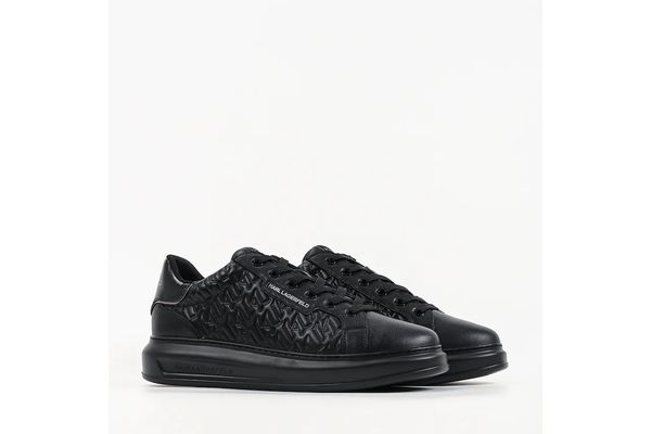 Ανδρικά Δερμάτινα Kapri Monogram Sneakers Μαύρα Karl Lagerfeld KL52549T-00X Black