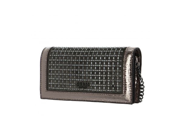 Γυναικείο Gilded Glamour Βραδινό Τσαντάκι Γκρι Guess HWCM8777710-PEWTER