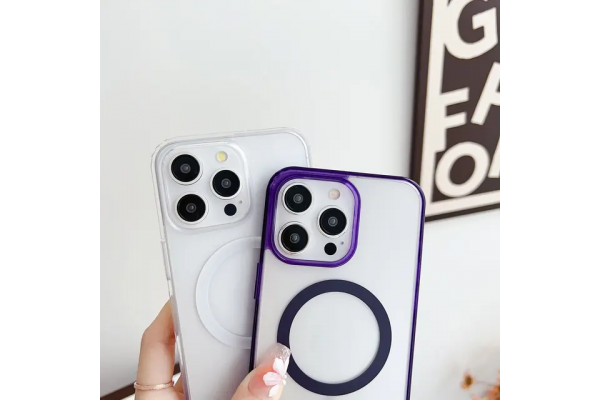 Magsafe Back Cover Σιλικόνης Διάφανο-Μώβ (iPhone 14 )